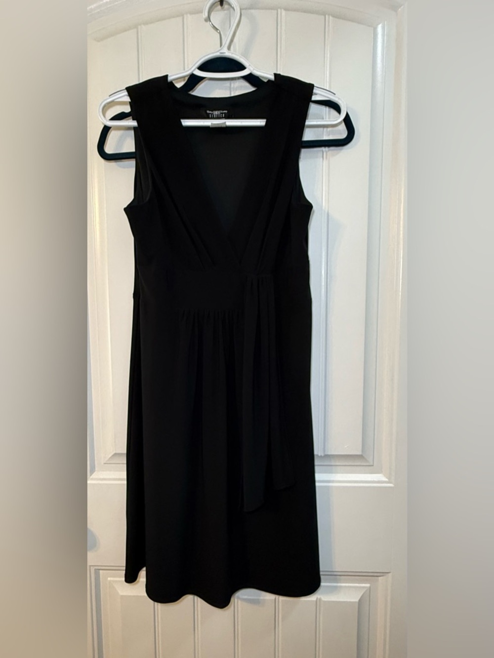 Vintage 90s B Moss Black Sleeveless Wrap Style Midi Dress Size M
